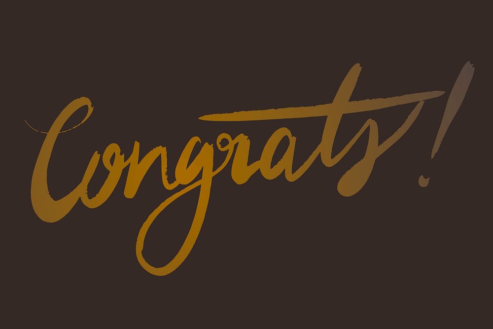 Hand lettering congrats! word calligraphy psd typography