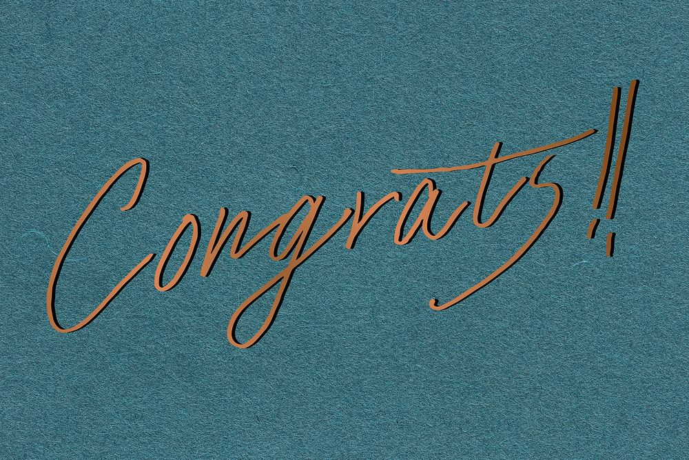 Elegant congrats! cursive calligraphy psd typography