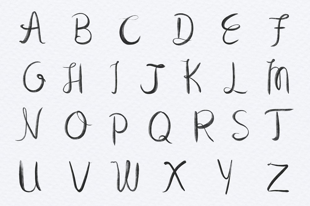 Calligraphic capital letter psd alphabet set