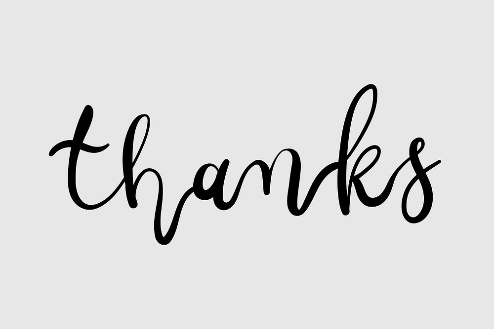 Thanks calligraphy black text message typography