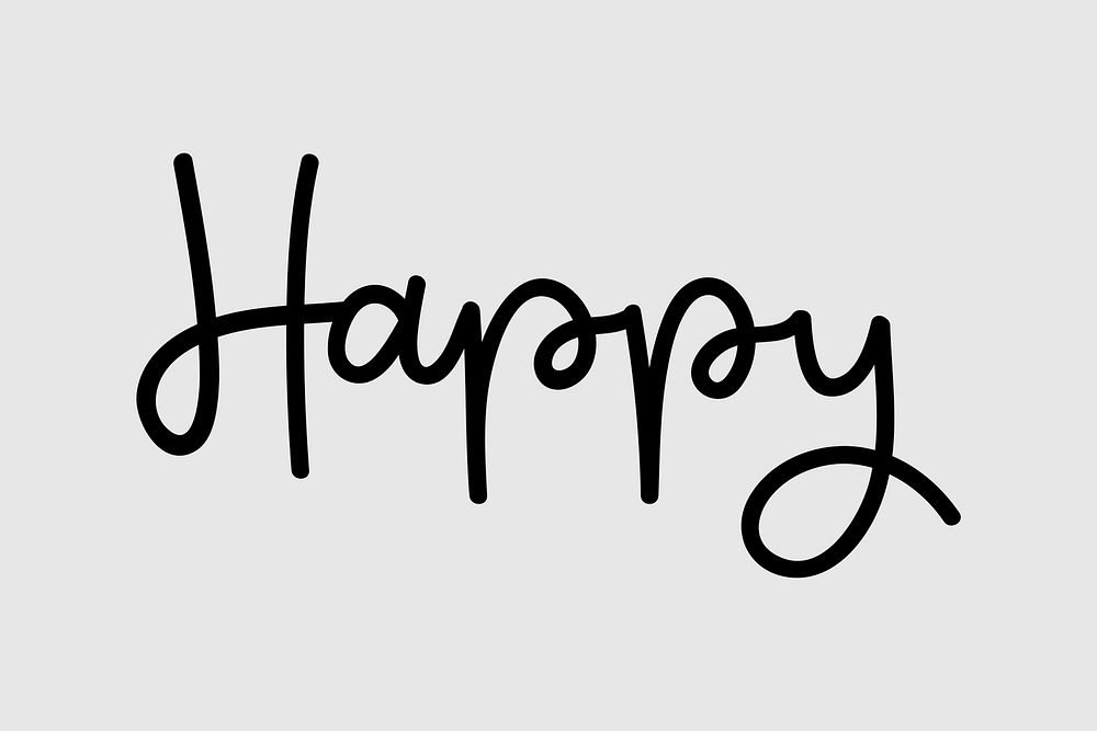 Black happy word typography message
