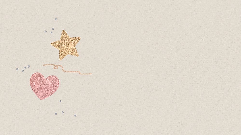 Glitter heart and star background design illustration