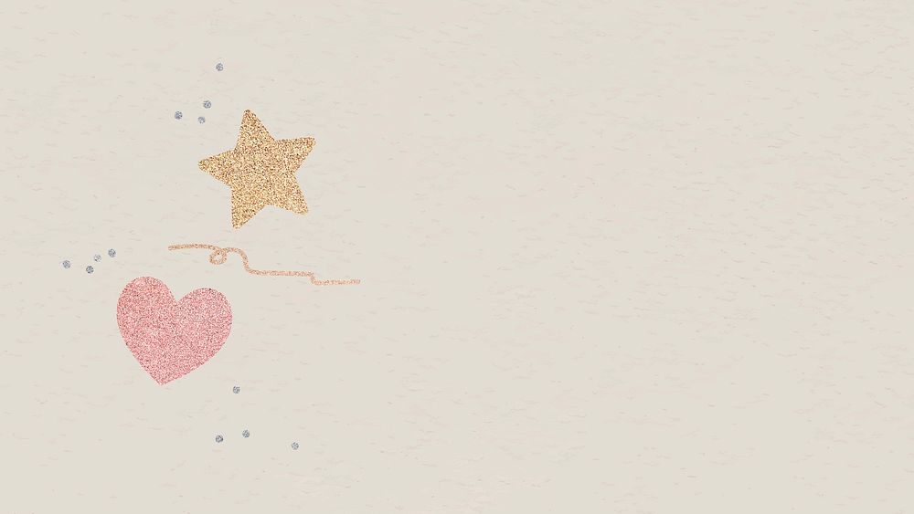 Glitter heart and star background design illustration