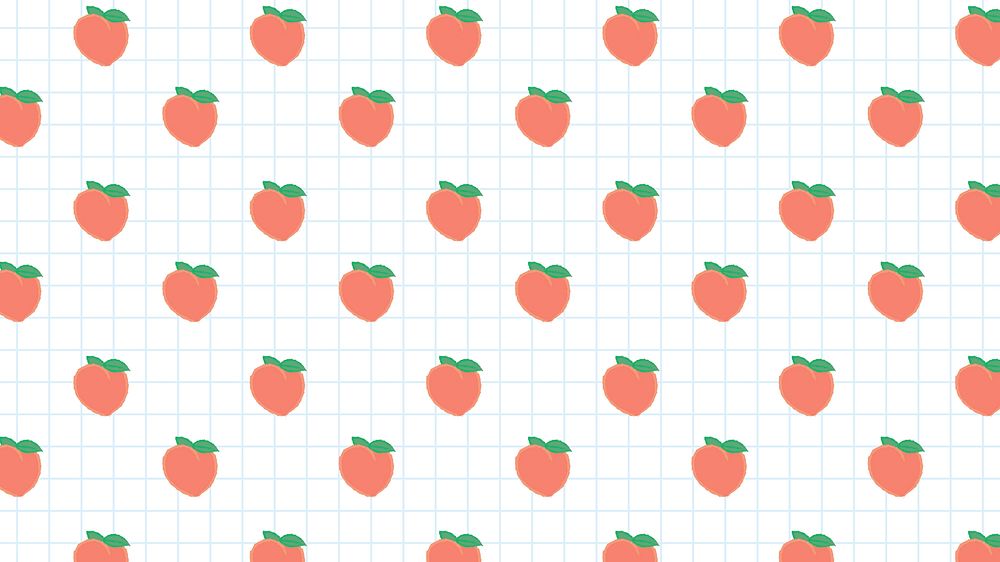 Hand drawn peach seamless pattern on white grid social template vector