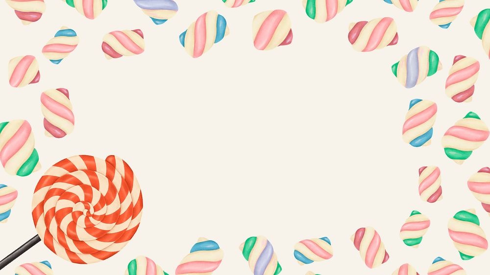 Marshmallow and lollipop decorated frame mockup