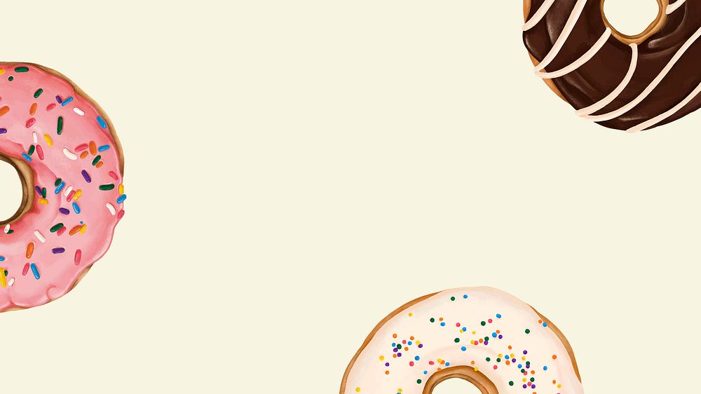 Doughnuts patterned on beige background vector