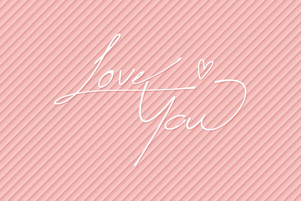 Love you typography on a pink background illustration