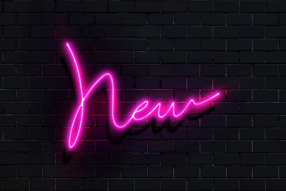 Neon new typography on a black background vector