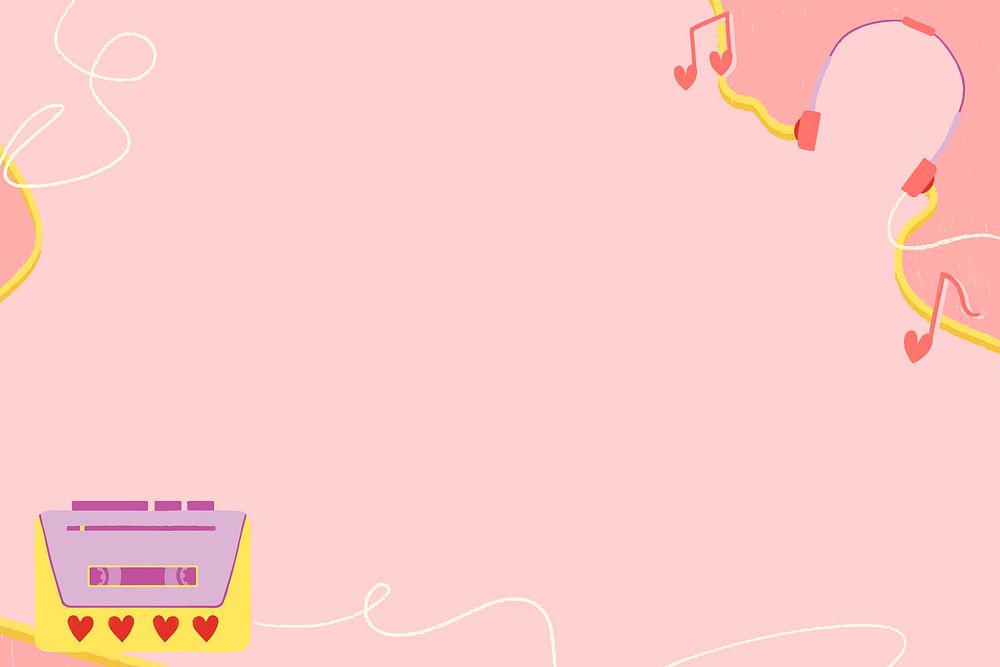 Valentine’s love song background vector with cassette tape