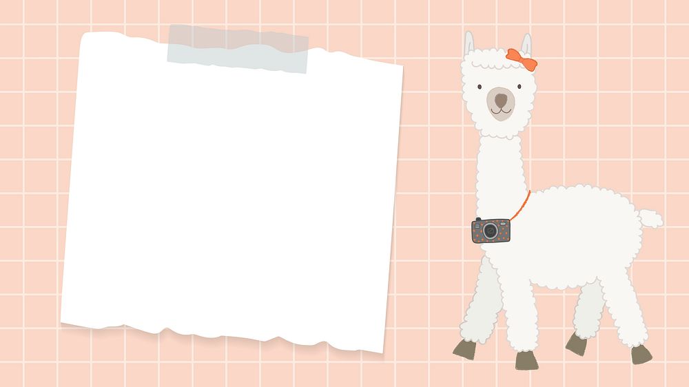 Cute alpaca with blank note vector