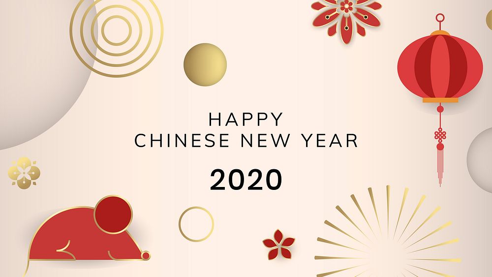 The year of the rat 2020 background vector