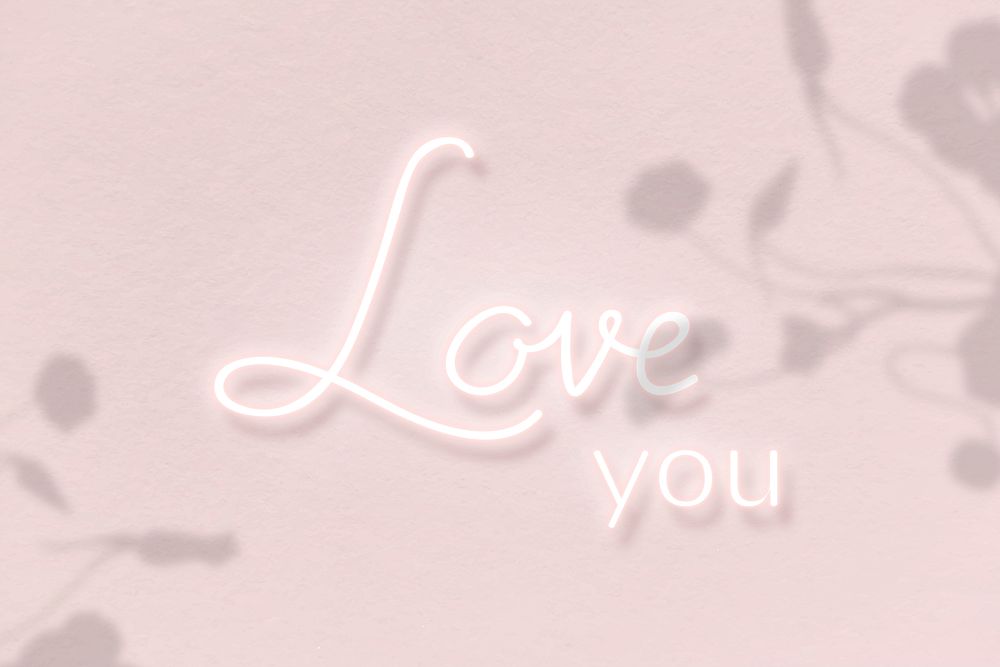 Love you neon word on pink background vector