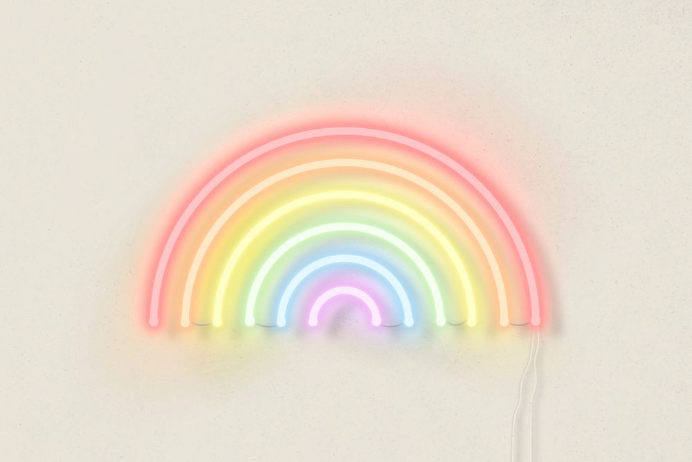 Rainbow colors neon on beige background vector