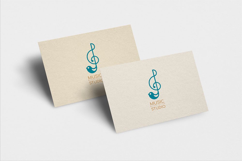 Business card psd mockup design for music company corporate identity