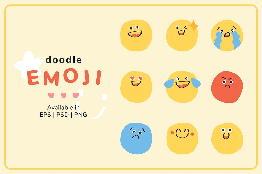 Cute doodle emoticon psd pack journal sticker
