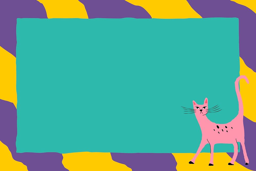 Pink cat frame psd funky animal illustration