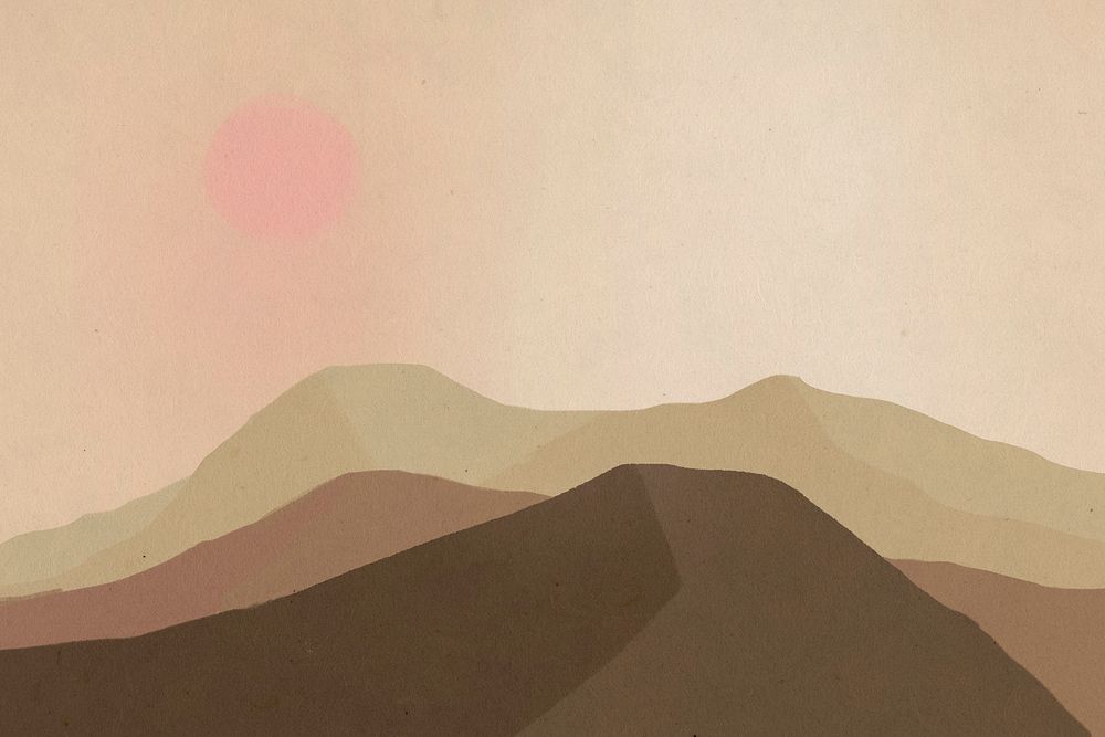 Landscape background of mountains with the sun illustration