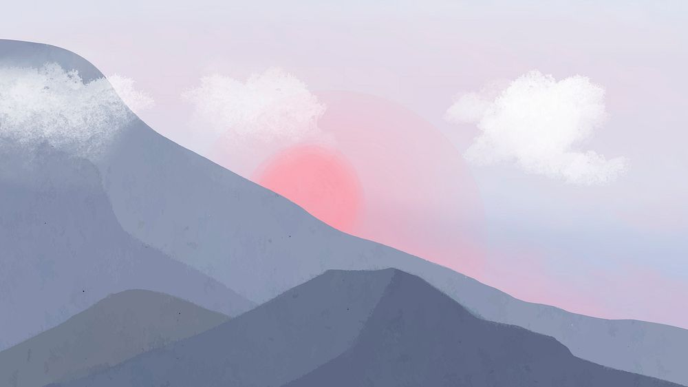 Mountain HD wallpaper, sunrise pastel background