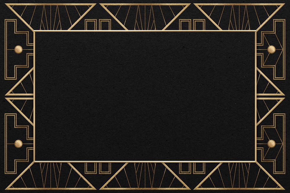 Art deco psd frame with geometric pattern on dark background