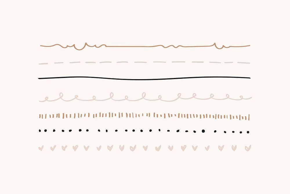 Cute doodle line border vector set