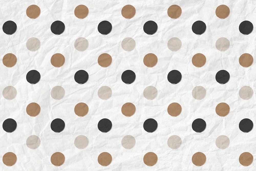 Polka dot pattern psd in black and gold on crumpled paper textured background