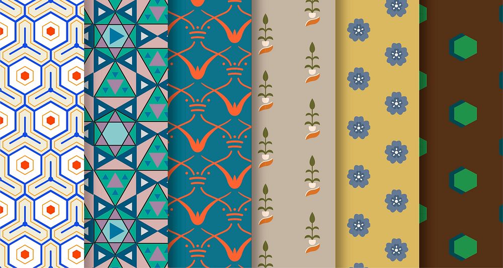 Set of 6 vintage patterns inspired by The Grammar of Ornament 