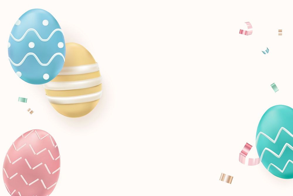 Easter celebration 3D border psd in colorful pastel painted eggs on white background