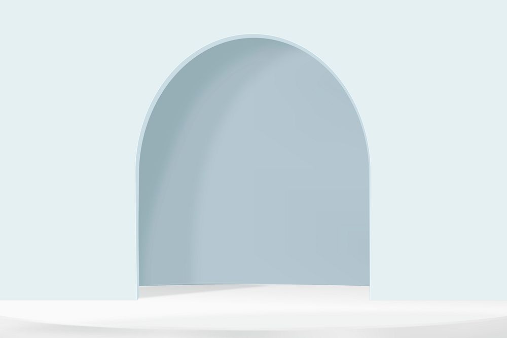 3D arch product backdrop psd in blue simple style