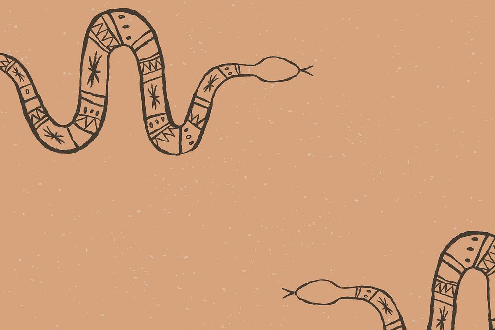 Wild west snake background psd hand drawn in muted brown