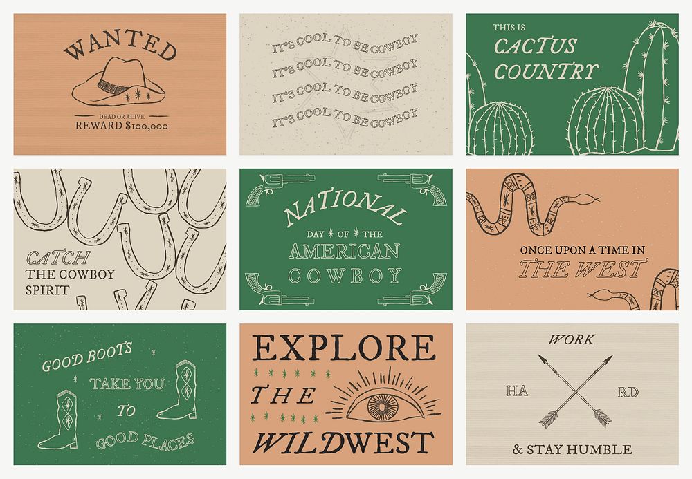Wild west vector presentation template collection