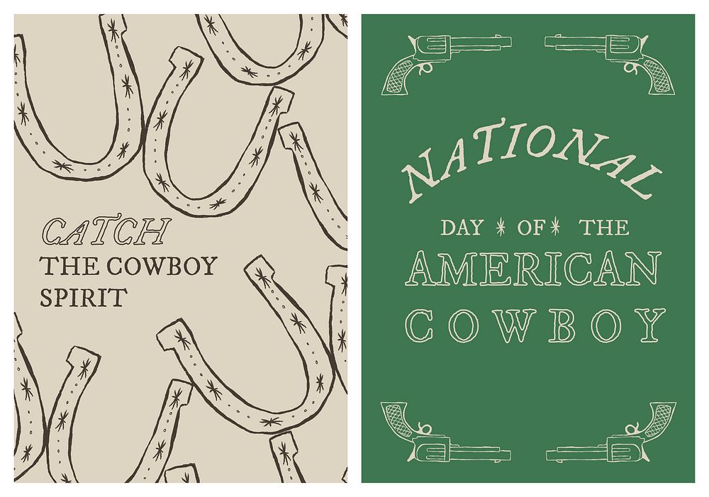 Cowboy themed poster template psd with editable text set