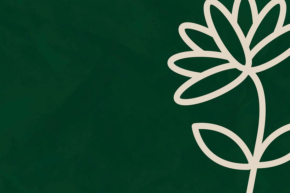 Floral line green background psd