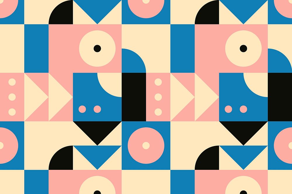 Bauhaus inspired pattern vector flat design background