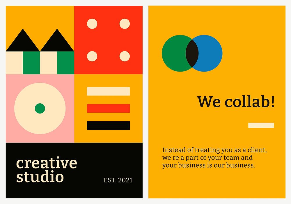 Editable poster template vector bauhaus inspired flat design creative studio text
