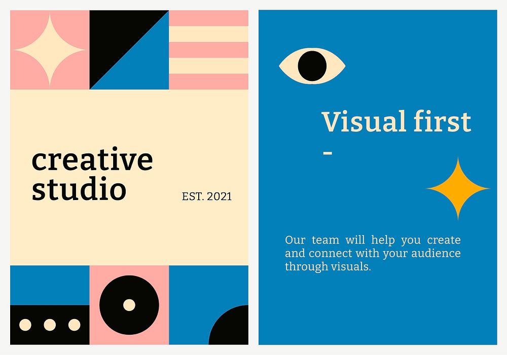 Editable poster template psd bauhaus inspired flat design creative studio text
