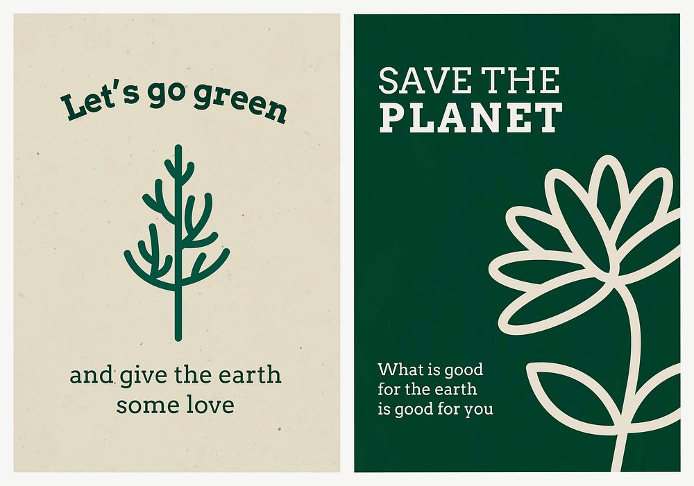Eco poster template psd in earth tone set
