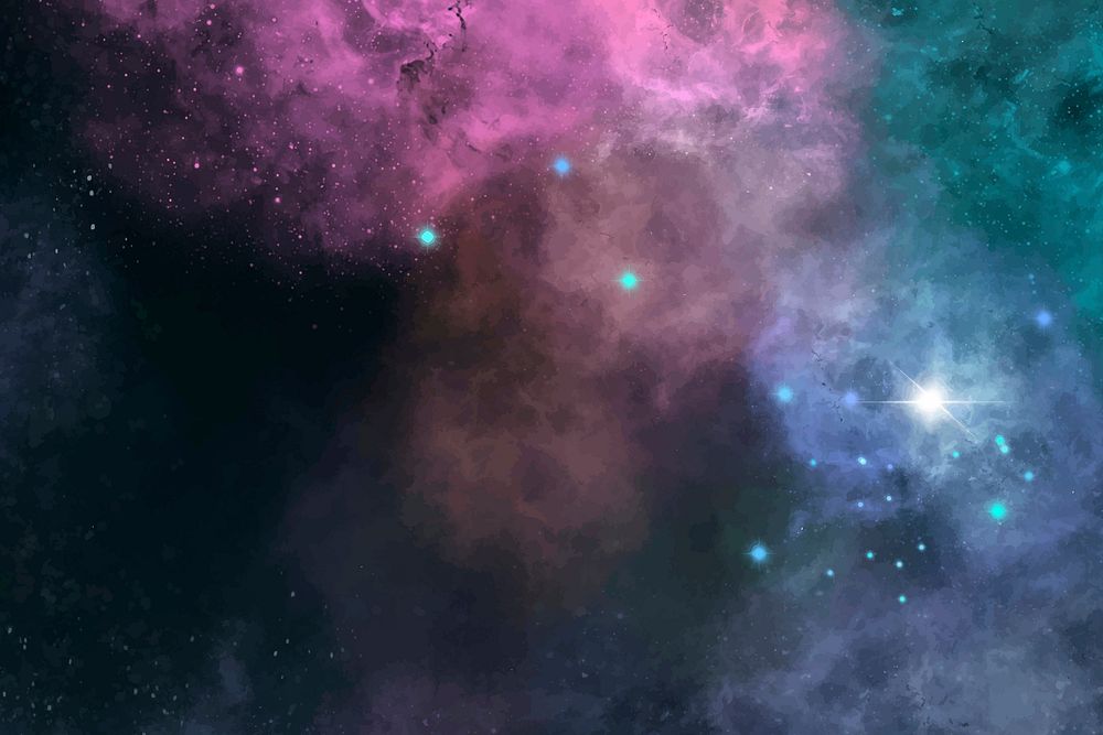 Colorful galaxy background vector with shiny stars