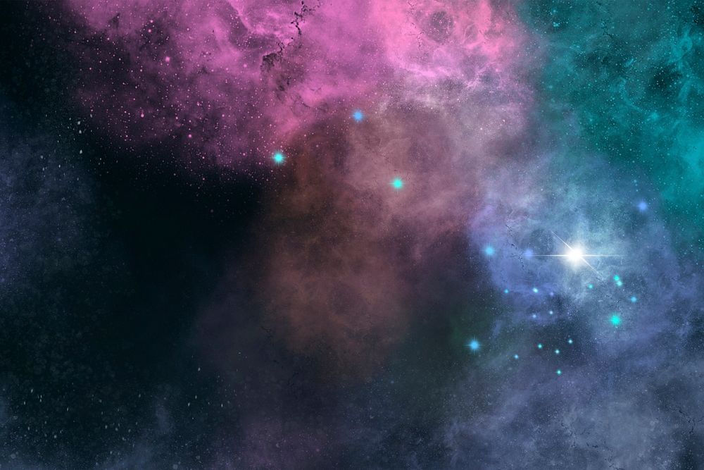 Colorful galaxy background psd with shiny stars