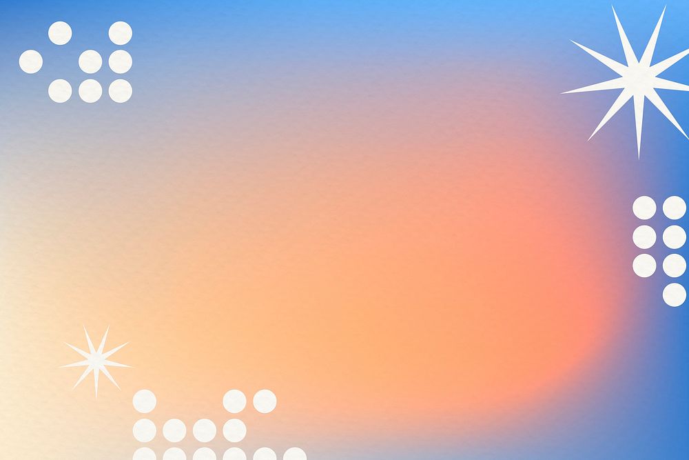 Orange gradient background psd in abstract memphis style with funky border