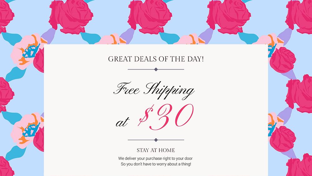 Feminine floral marketing template psd with colorful roses fashion ad banner