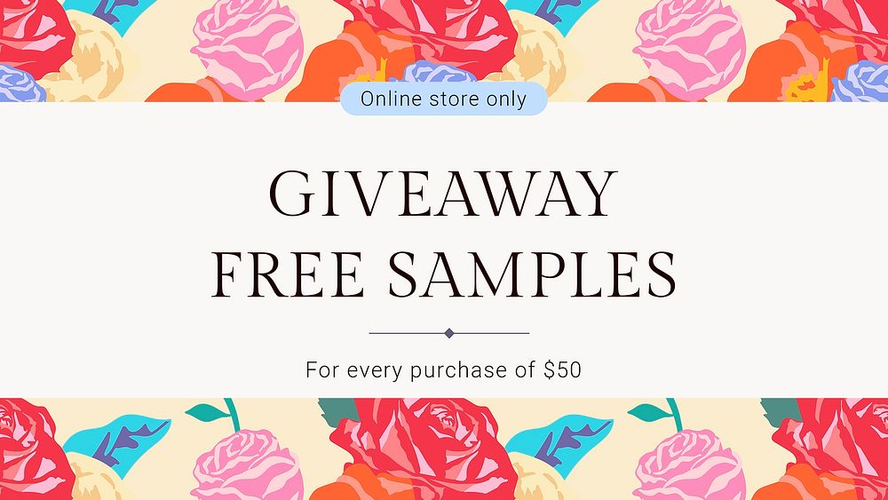 Spring floral giveaway template psd with colorful roses fashion ad banner