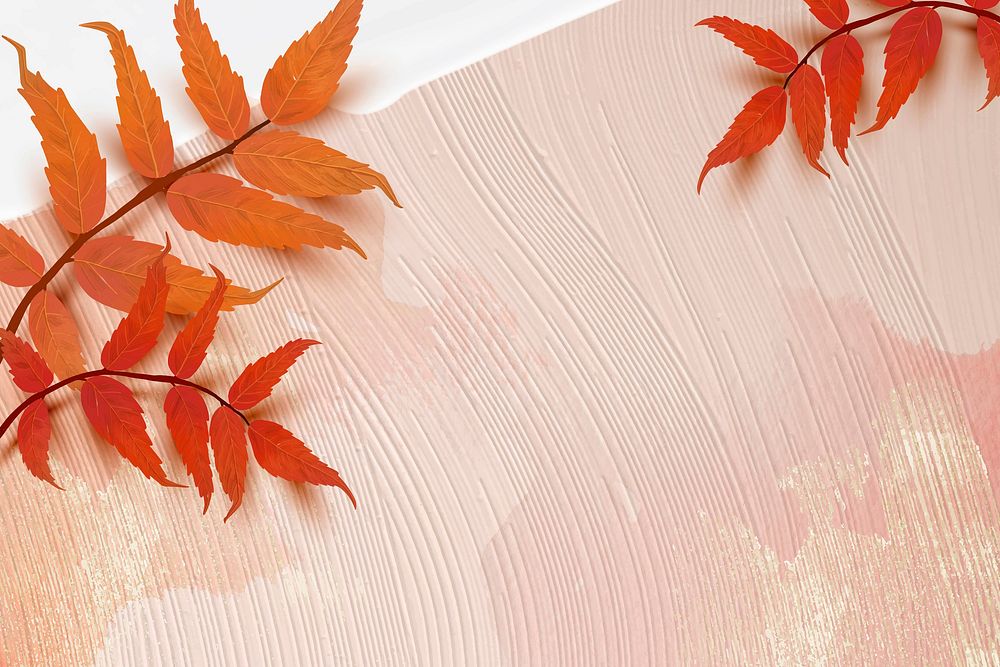 Fall season background vector with sumac leaves