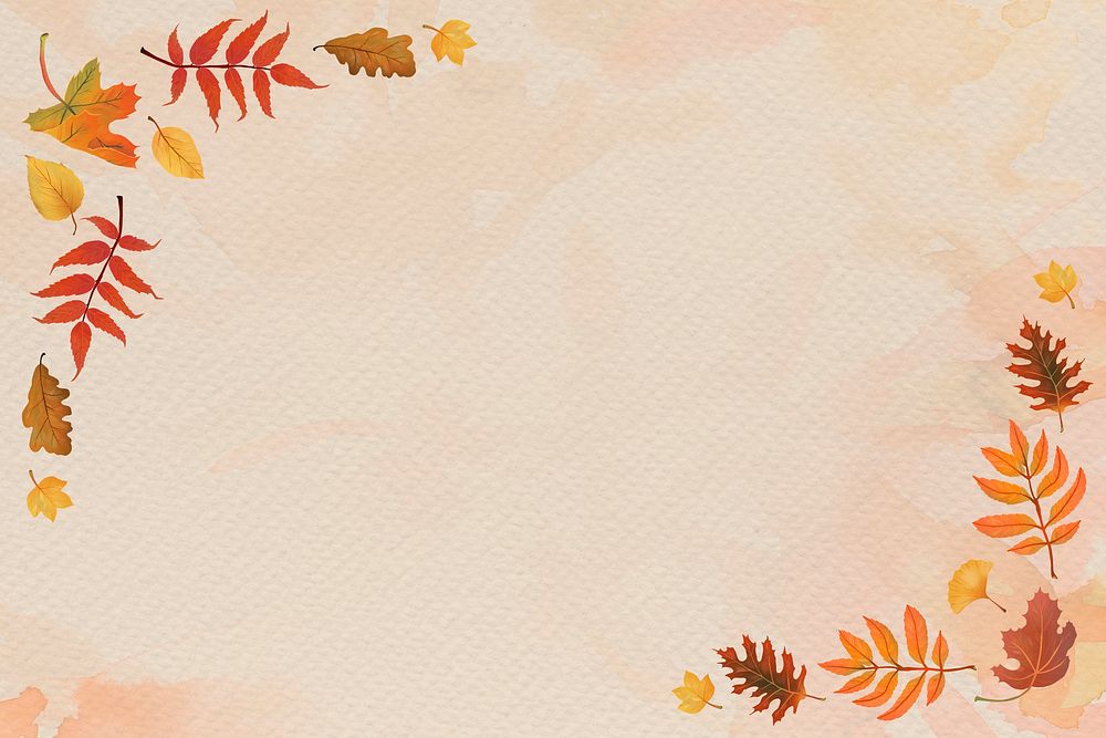 Autumn leaves frame psd on beige background