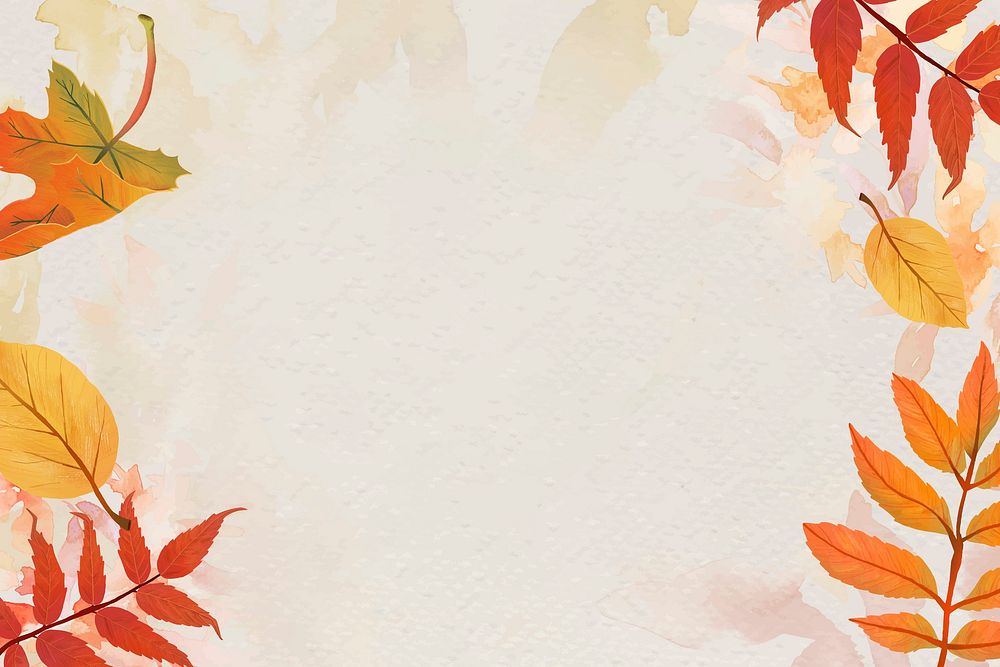 Autumn leaves beige background vector