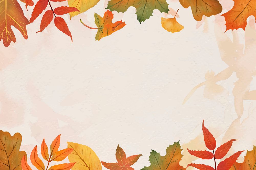 Autumn leaves beige background vector