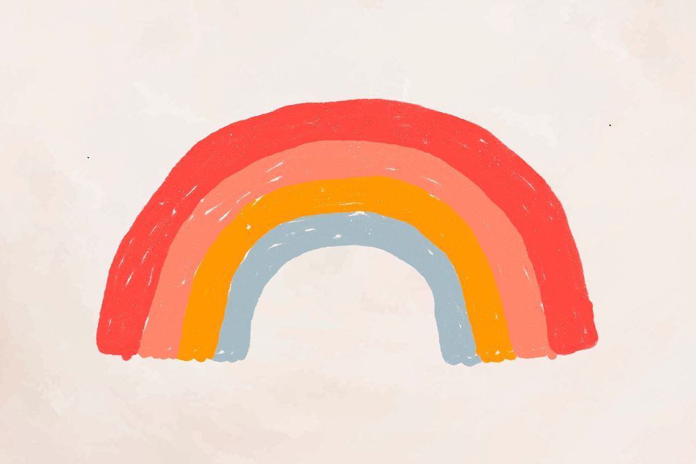 Hand drawn rainbow element psd cute sticker