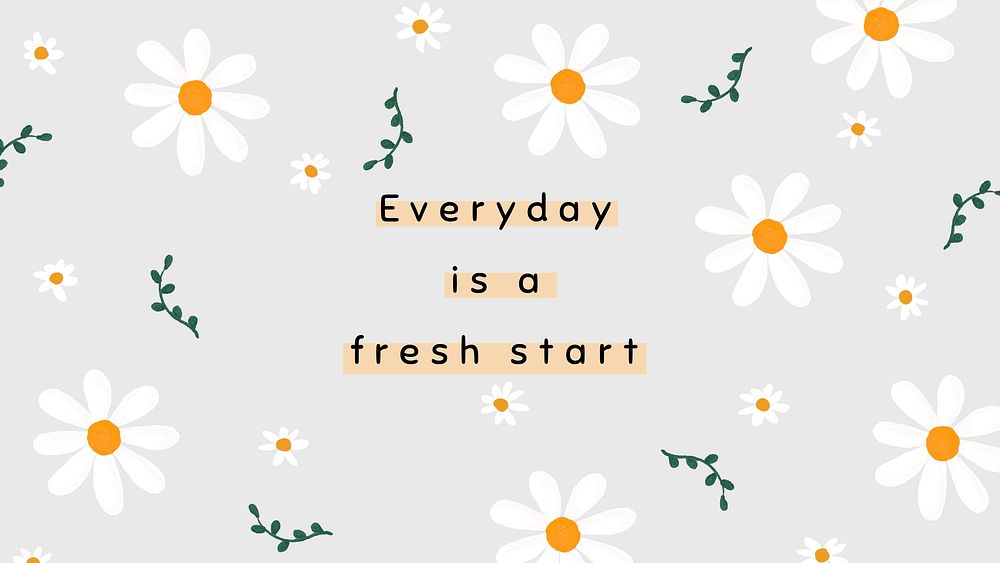 Gray daisy template vector for blog banner quote everyday is a fresh start