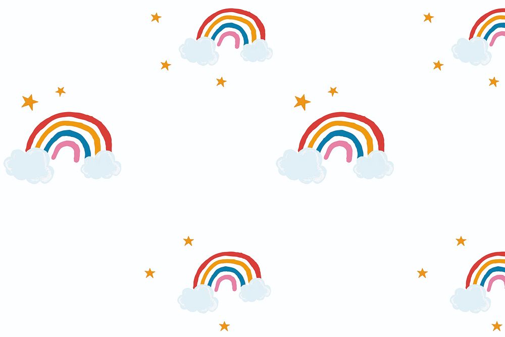 Cute rainbow psd in white background cute hand drawn style