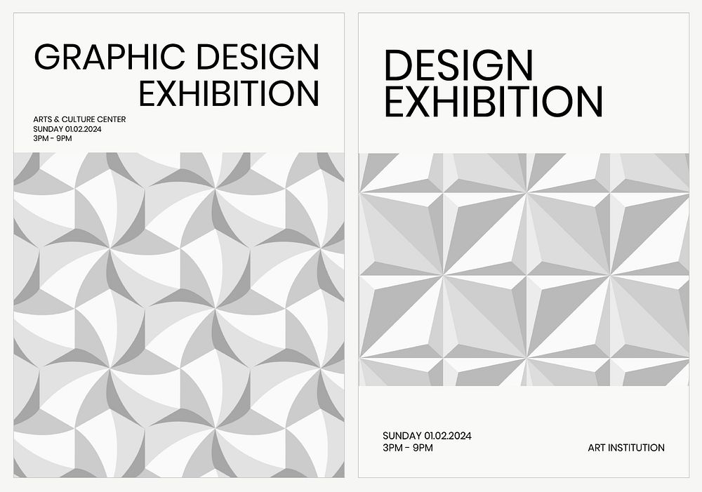 Art exhibition geometric template psd ad poster geometric modern style dual set