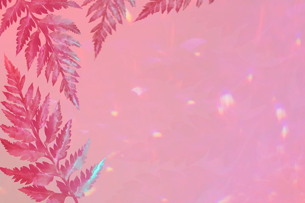 Pastel plant leaves psd on pink background